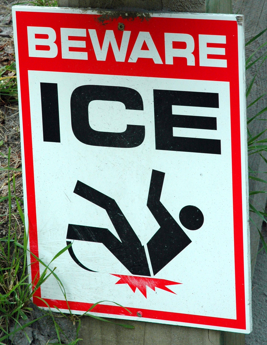 Beware of Ice sign