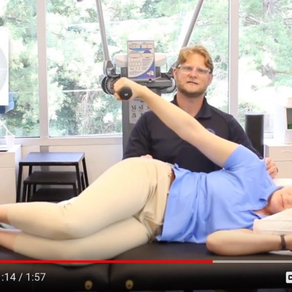 Haim demonstrates shoulder exercise